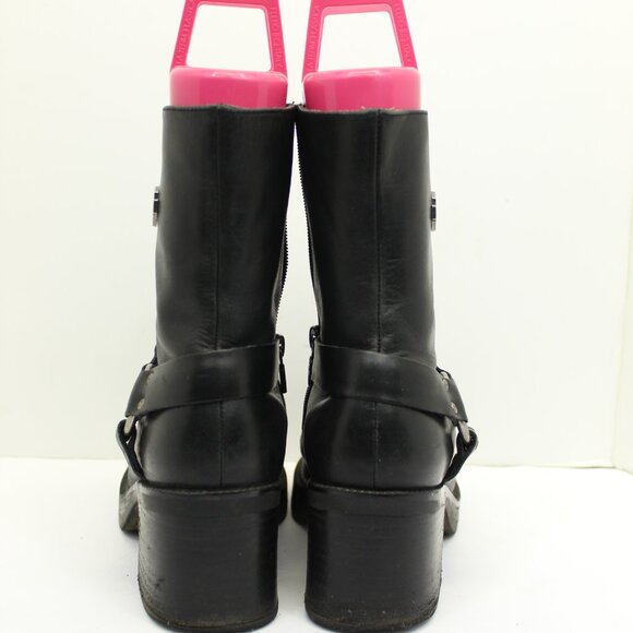 Harley Davidson Motorcycle 81026 Womens Leather Zip Boots Chunky Black 8.5 Biker - Picture 4 of 8
